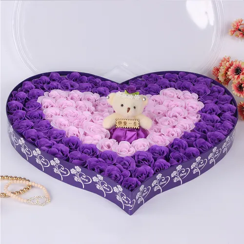 Gifl set trái tim (90 bông nhỏ + gấu)