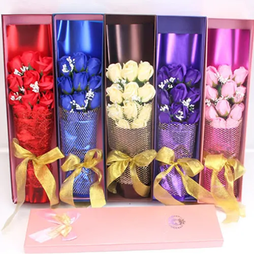 Gift set hoa hồng sáp hộp 11 bông
