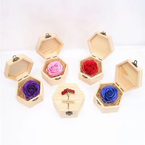 Hoa hồng bất tử lớn đựng trong hộp gỗ handmade