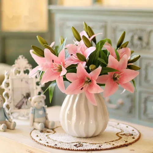 Mô phỏng hoa lily lụa (1hoa + 2nụ)