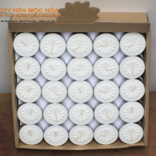 nến tealight sáp cọ tròn 13gr / 100 viên