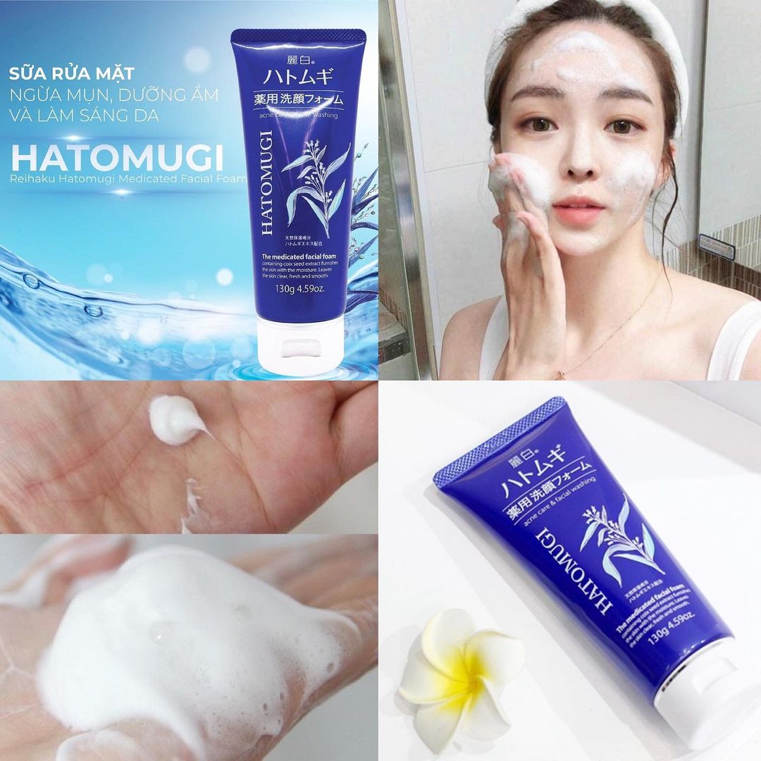 Sữa rửa mặt hatomugi xanh