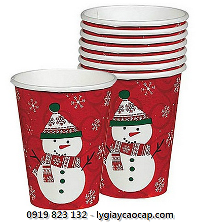 Ly giấy in hình người tuyết thích hợp cho tiệc giáng sinh Ly giấy in hình người tuyết thích hợp cho tiệc giáng sinh