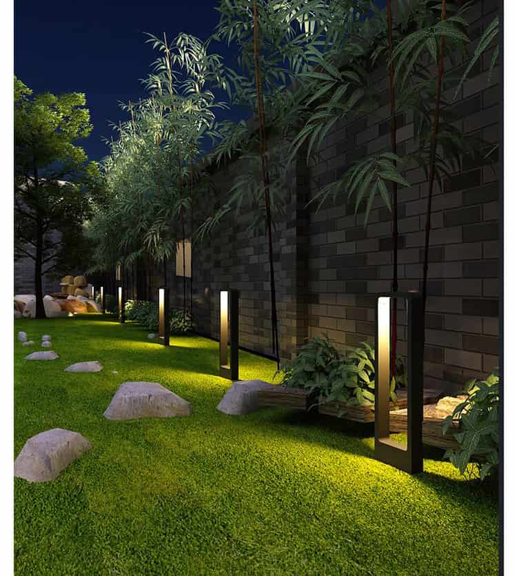 Đèn sân vườn ban công cột chống nước hợp kim cao cấp - loại chữ nhật