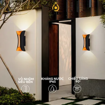 Đèn hắt sáng UH20 UPLED 2 đầu ngoài trời UPLED chóa vàng hợp kim nhôm sơn tĩnh điện chống nước