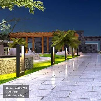 Đèn sân vườn ban công cột chống nước hợp kim cao cấp - loại chữ nhật