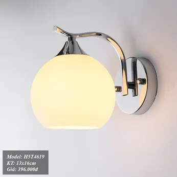 Đèn tường chao tròn trắng sữa hợp kim mạ bóng CAO CẤP