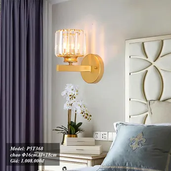 Đèn tường thanh pha lê hình chao tròn CAO CẤP