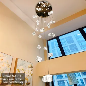 Thả thông tầng kim cương vuông nhẵn pha lê CAO CẤP