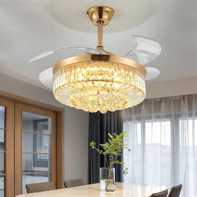 Đèn quạt trần phòng khách Tân Cổ Điển