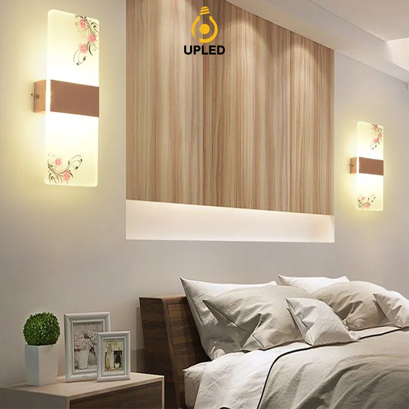 Đèn ngủ Treo Tường Mica UPLED Decor phòng ngủ hình khối chữ nhật Hiện Đại