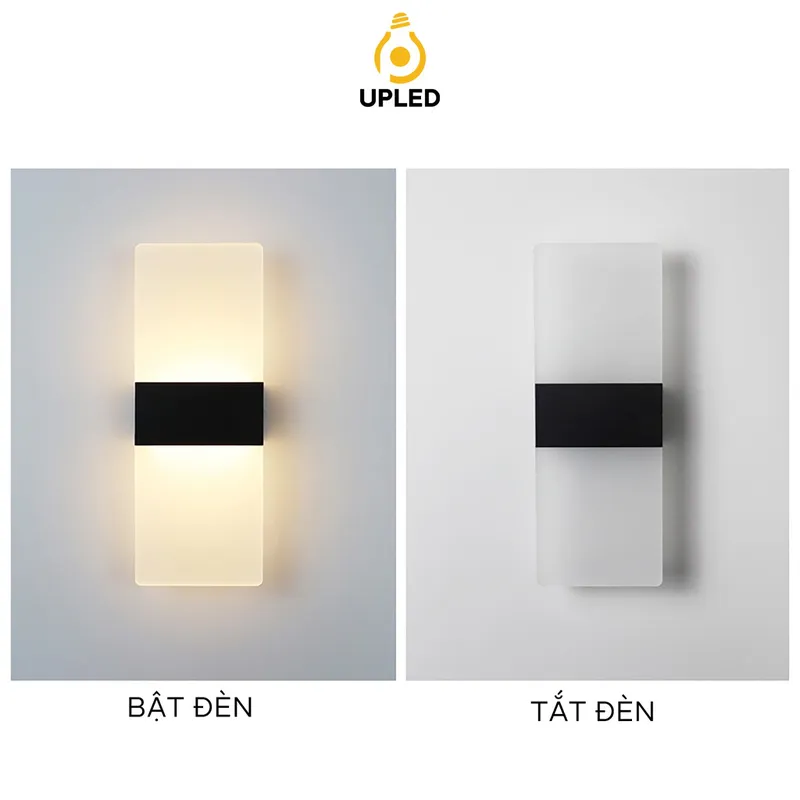 Đèn ngủ Treo Tường Mica UPLED Decor phòng ngủ hình khối chữ nhật Hiện Đại