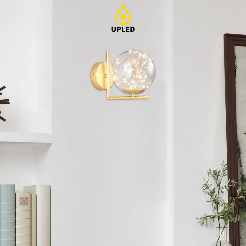 Đèn Treo Tường Trang Trí Phòng Khách Phòng Ngủ Chao Tròn UPLED Sang trọng