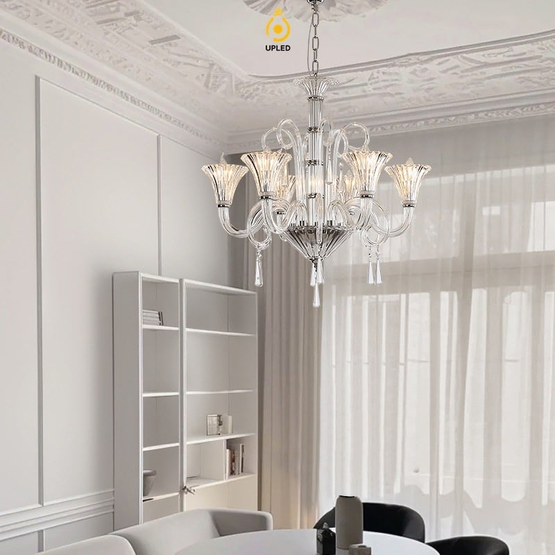 Đèn chùm hoa thủy tinh phong cách Baccarat
