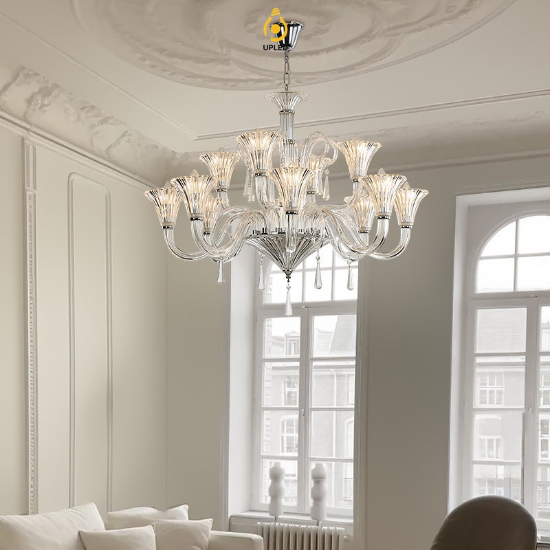 Đèn chùm hoa thủy tinh phong cách Baccarat