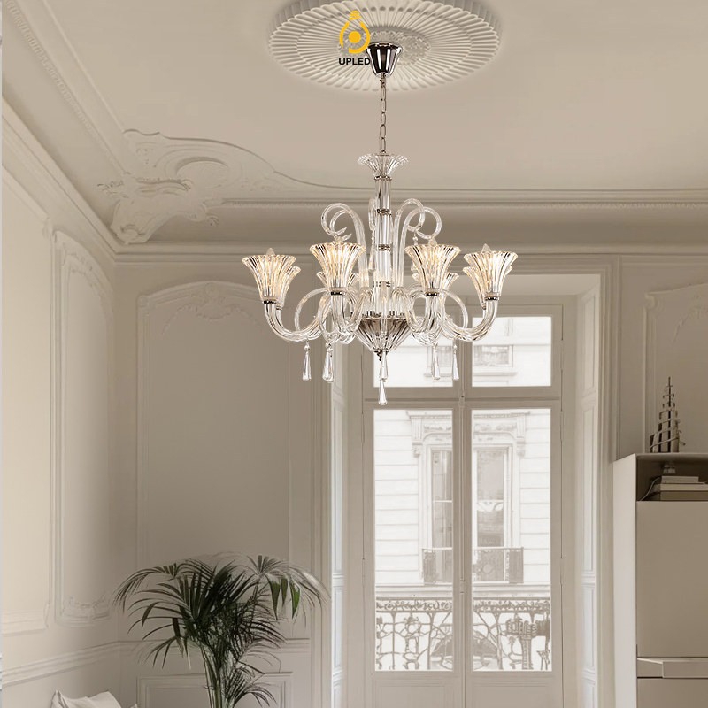 Đèn chùm hoa thủy tinh phong cách Baccarat