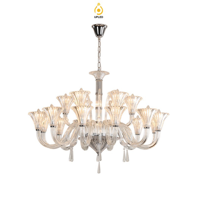 Đèn chùm hoa thủy tinh phong cách Baccarat
