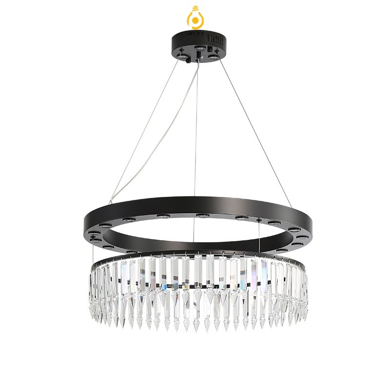 Đèn chùm pha lê vành đen phong cách Baccarat