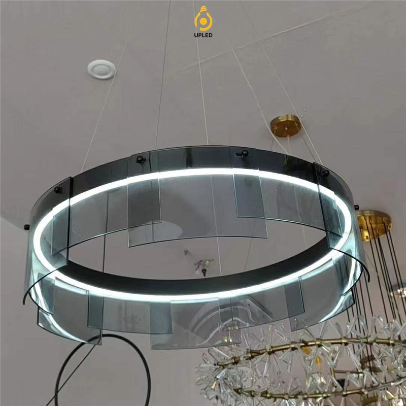 Đèn chùm LED vòng tròn kính khói