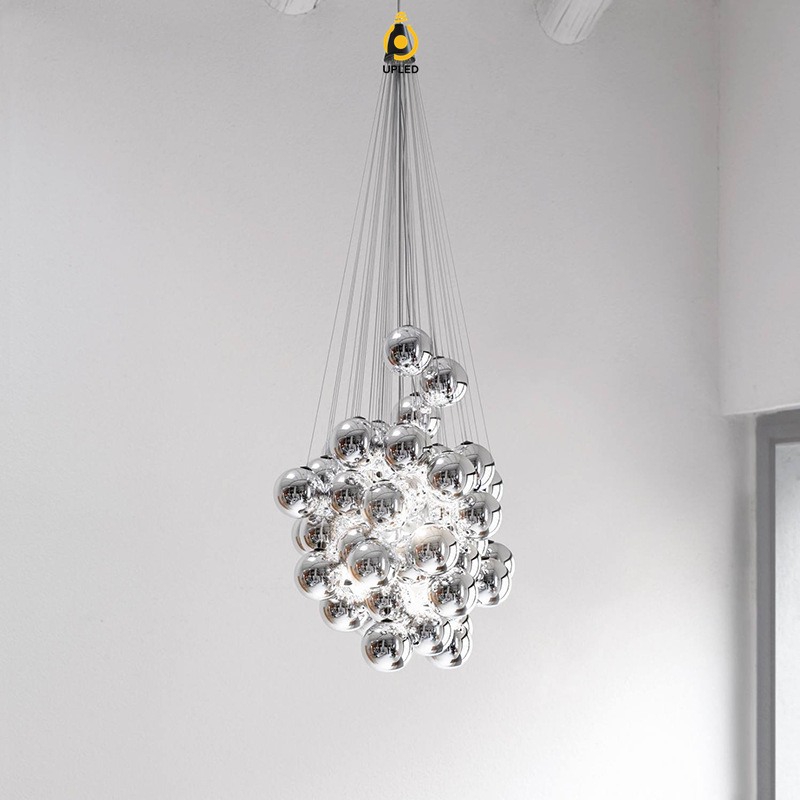 Đèn chùm bong bóng thủy tinh mờ Bắc Âu