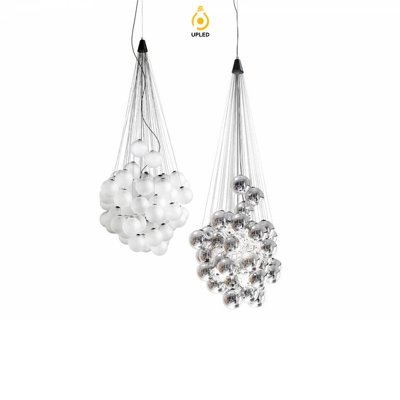 Đèn chùm bong bóng thủy tinh mờ Bắc Âu