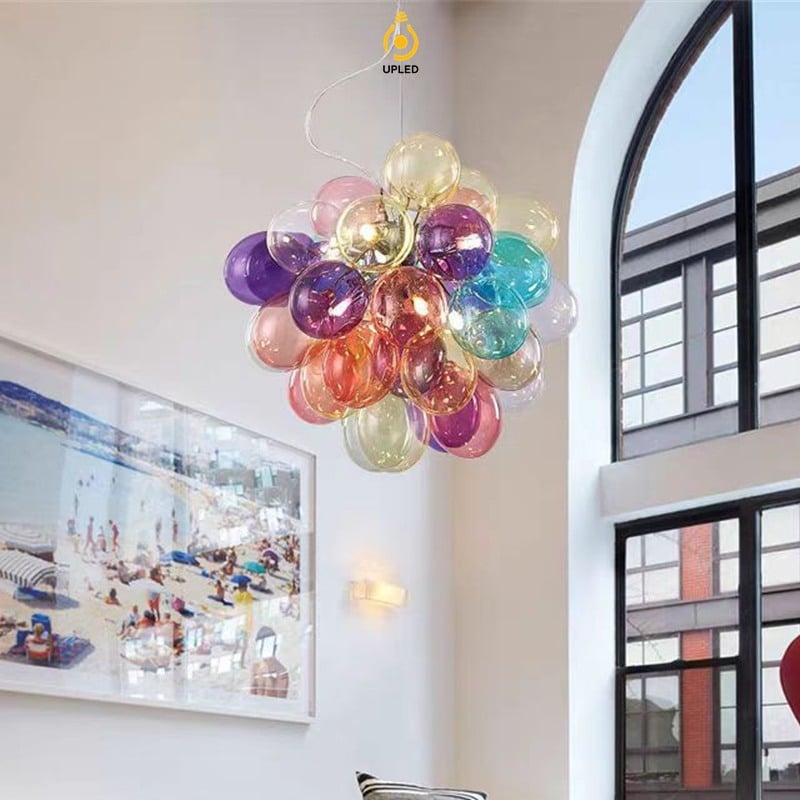 Đèn chùm bong bóng kính nhiều màu Bắc Âu