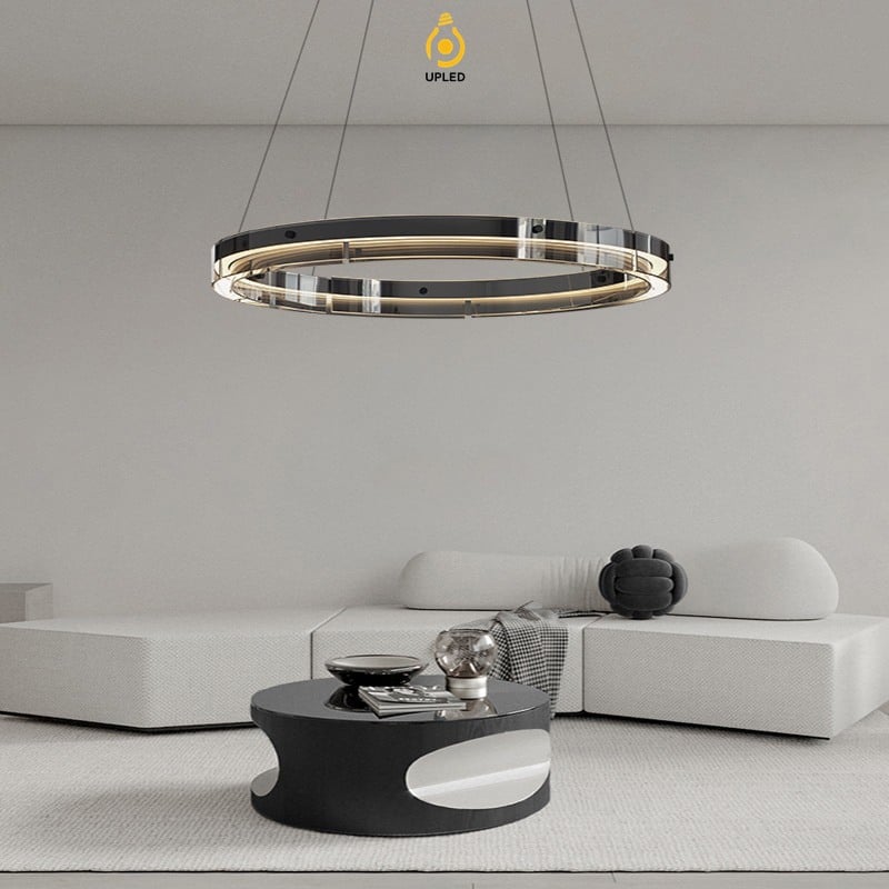 Đèn chùm LED vòng kính nhôm tối giản 1-2 vòng