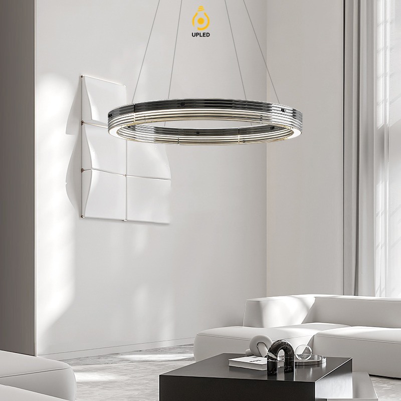 Đèn chùm LED vòng kính nhôm tối giản 1-2 vòng