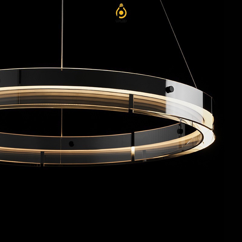 Đèn chùm LED vòng kính nhôm tối giản 1-2 vòng