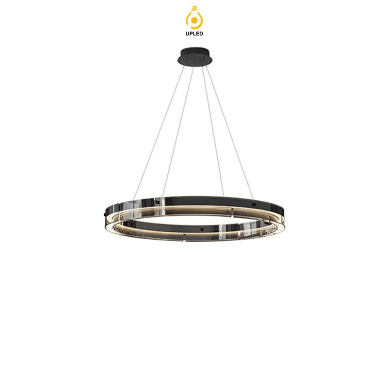 Đèn chùm LED vòng kính nhôm tối giản 1-2 vòng