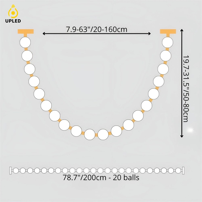 Đèn chùm dây ngọc trai LED, dạng thả chuỗi cho thông tầng