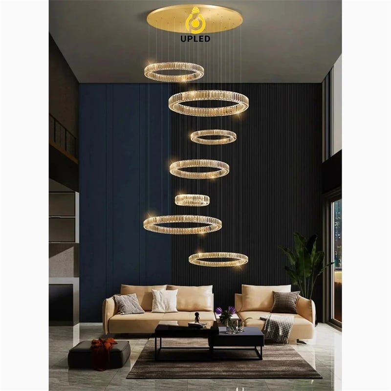 Đèn chùm pha lê dạng vòng tầng, đổ tầng thác nước