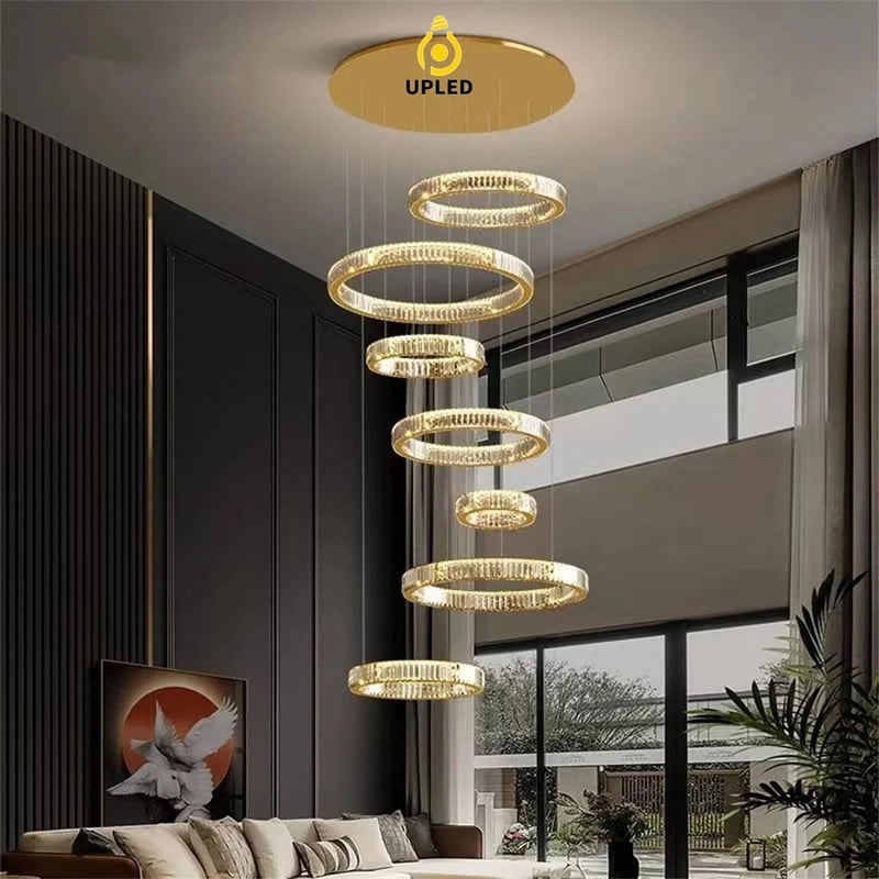 Đèn chùm pha lê dạng vòng tầng, đổ tầng thác nước