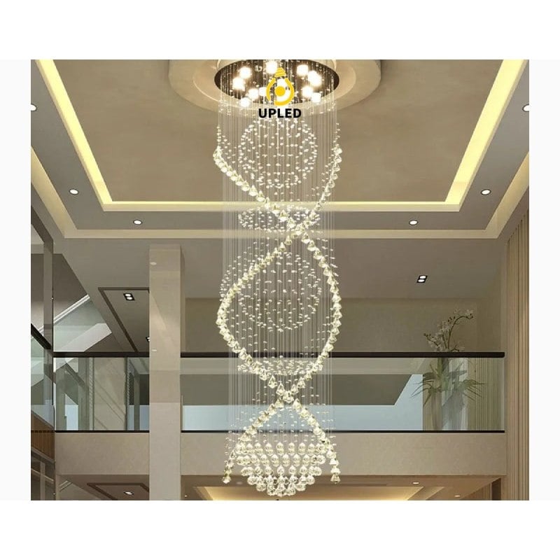 Đèn chùm pha lê K9 xoắn kép, mật độ dày đặc