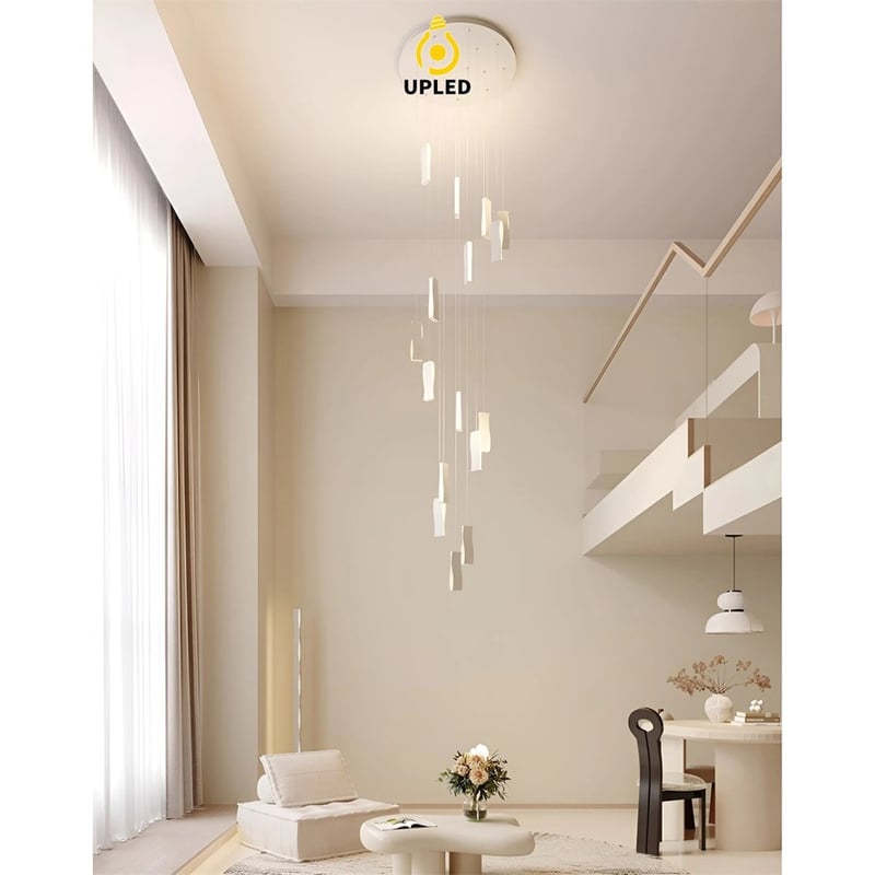 Đèn chùm thanh LED thả dạng sóng, nhiều tầng cho thông tầng
