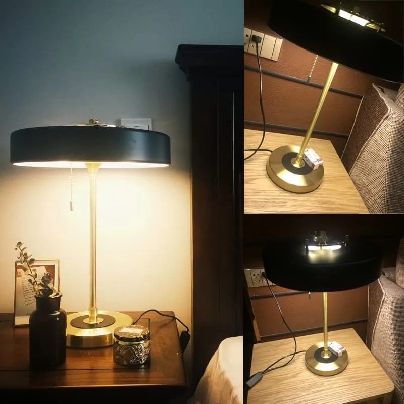 Đèn ngủ để bàn tân cổ điển hình chao đĩa