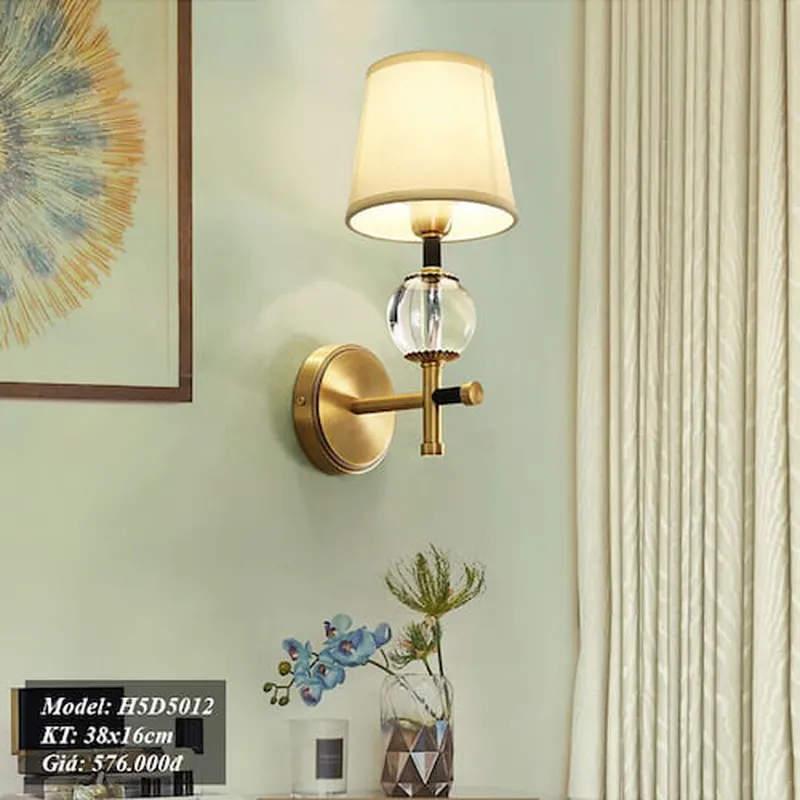 Đèn ngủ treo tường chao vải hợp kim