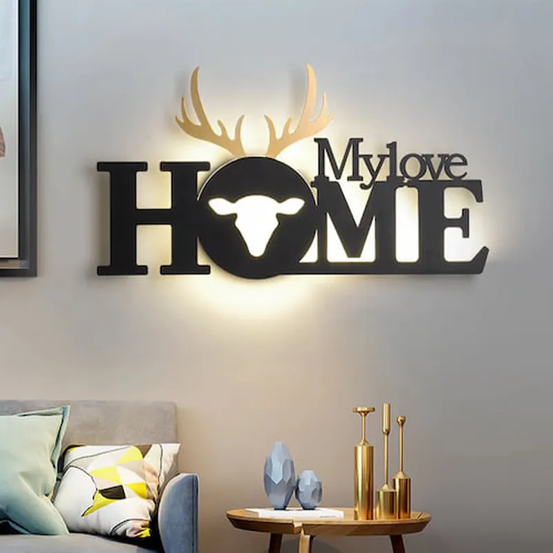 Đèn ngủ treo tường hình chữ HOME LOVE gia đình