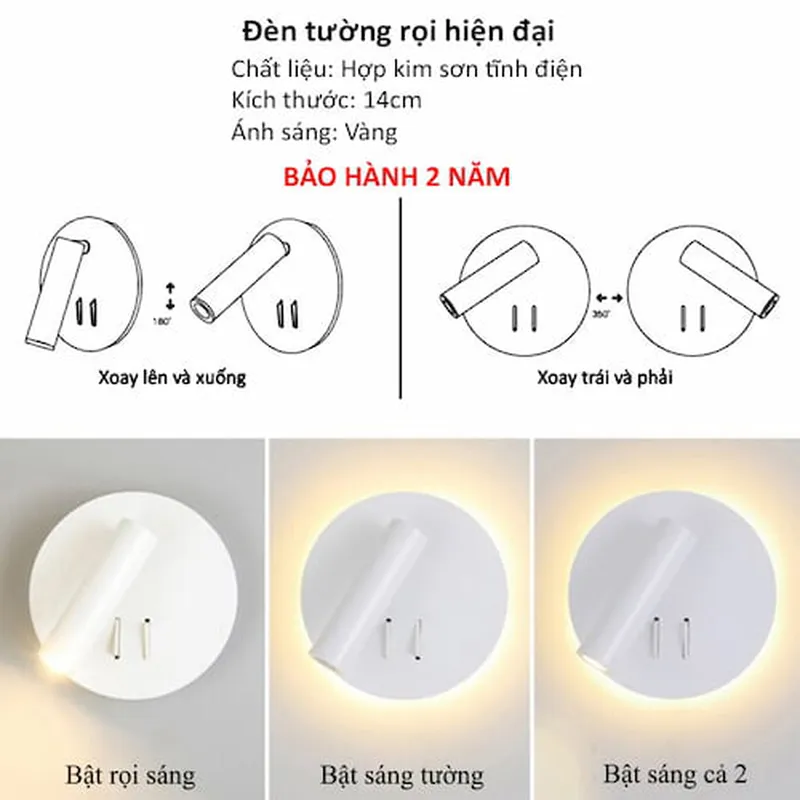 Đèn ngủ treo tường Kèm rọi đa dụng 