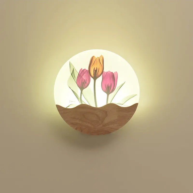 Đèn ngủ treo tường mica phối gỗ