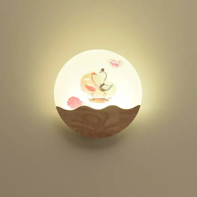 Đèn ngủ treo tường mica phối gỗ