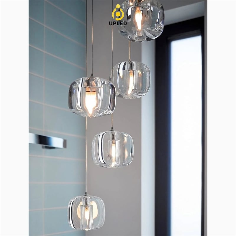 Đèn thả chùm pha lê K9 đế inox, nhiều cấu hình cụm tròn và hàng ngang