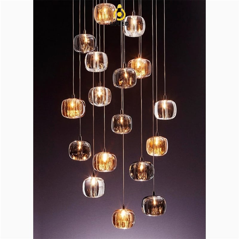 Đèn thả chùm pha lê K9 đế inox, nhiều cấu hình cụm tròn và hàng ngang