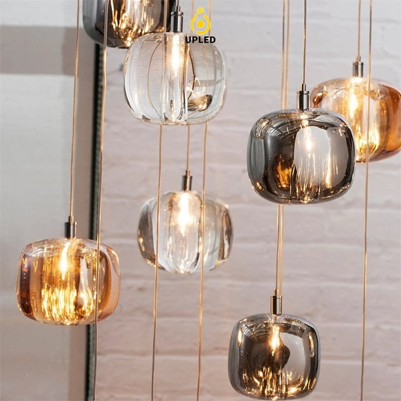 Đèn thả chùm pha lê K9 đế inox, nhiều cấu hình cụm tròn và hàng ngang