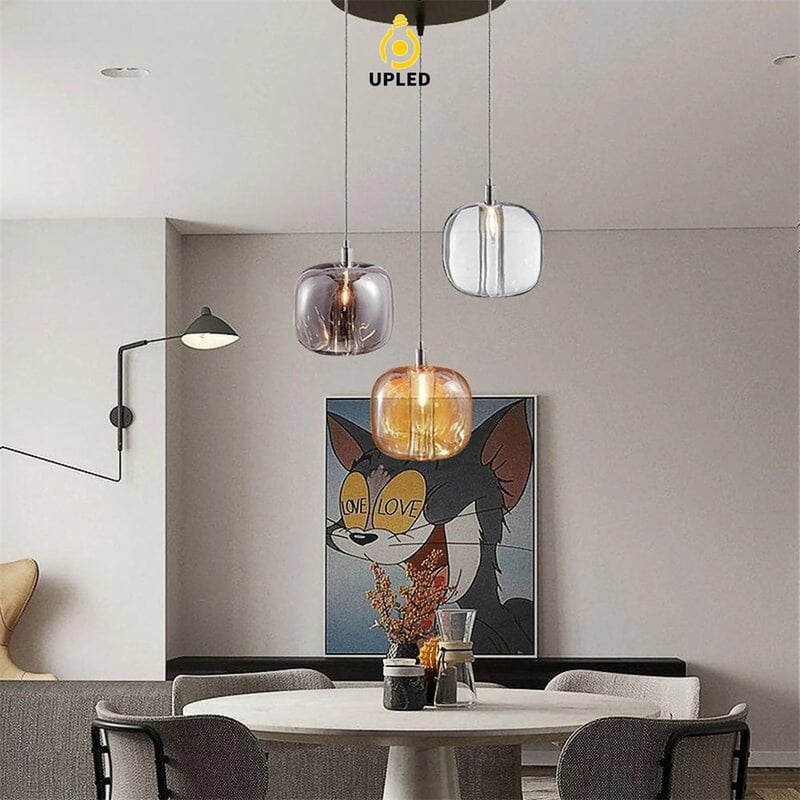 Đèn thả chùm pha lê K9 đế inox, nhiều cấu hình cụm tròn và hàng ngang