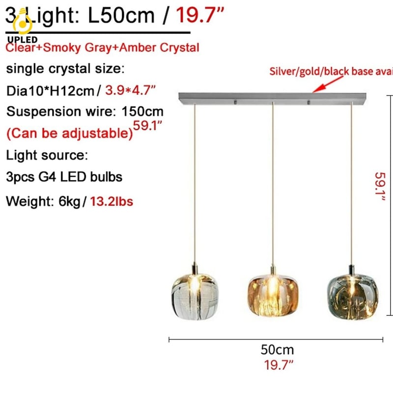 Đèn thả chùm pha lê K9 đế inox, nhiều cấu hình cụm tròn và hàng ngang