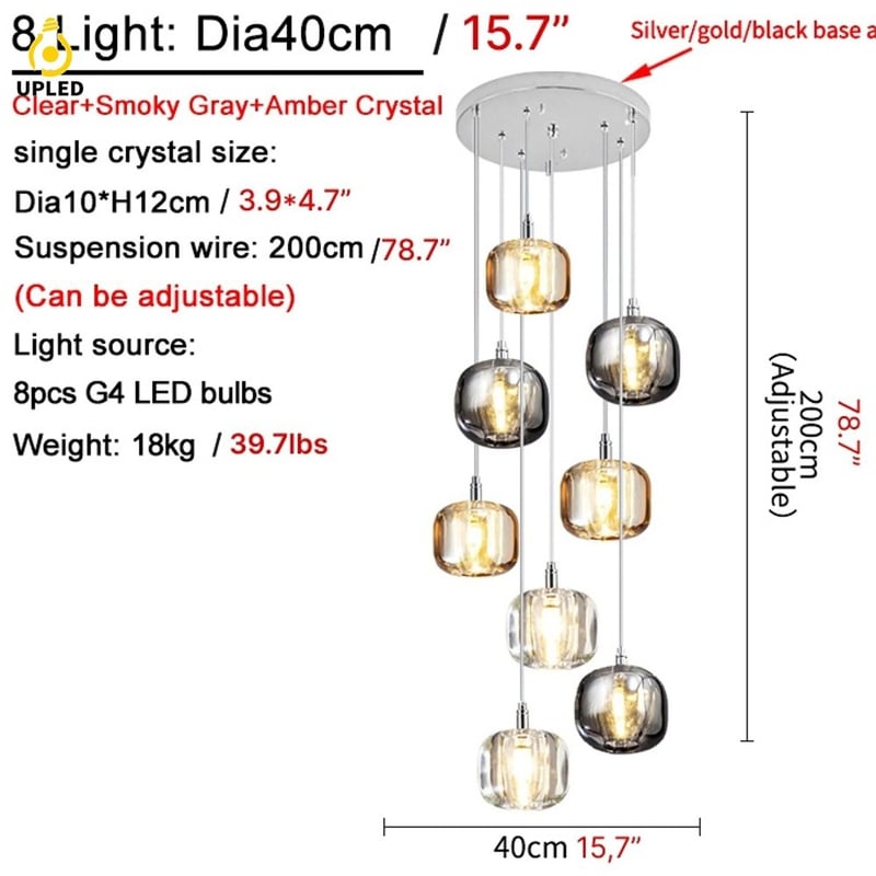 Đèn thả chùm pha lê K9 đế inox, nhiều cấu hình cụm tròn và hàng ngang