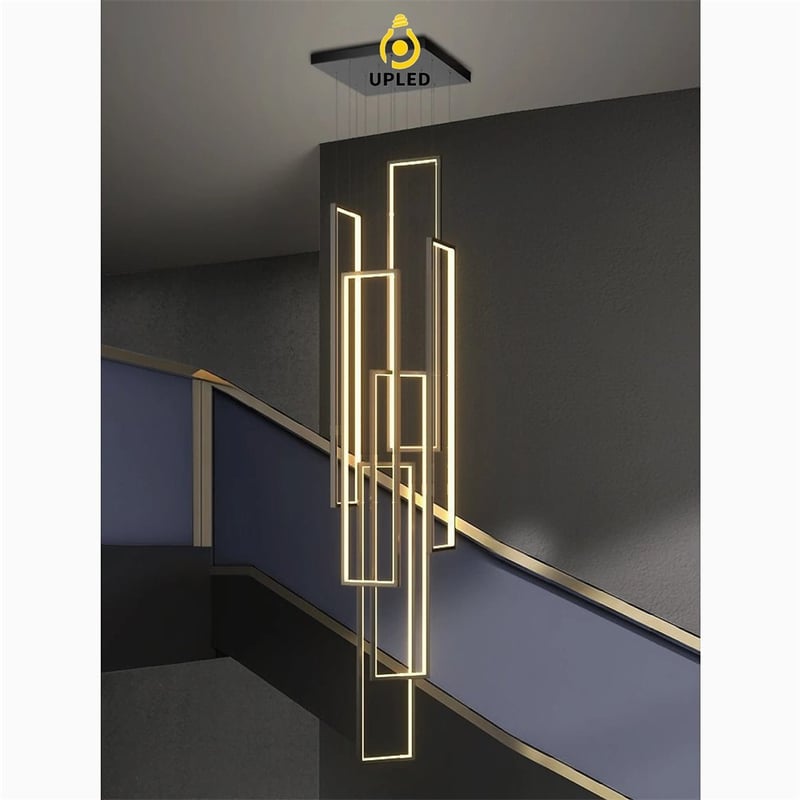 Đèn thả LED khung chữ nhật tối giản bằng nhôm, màu đen hoặc vàng