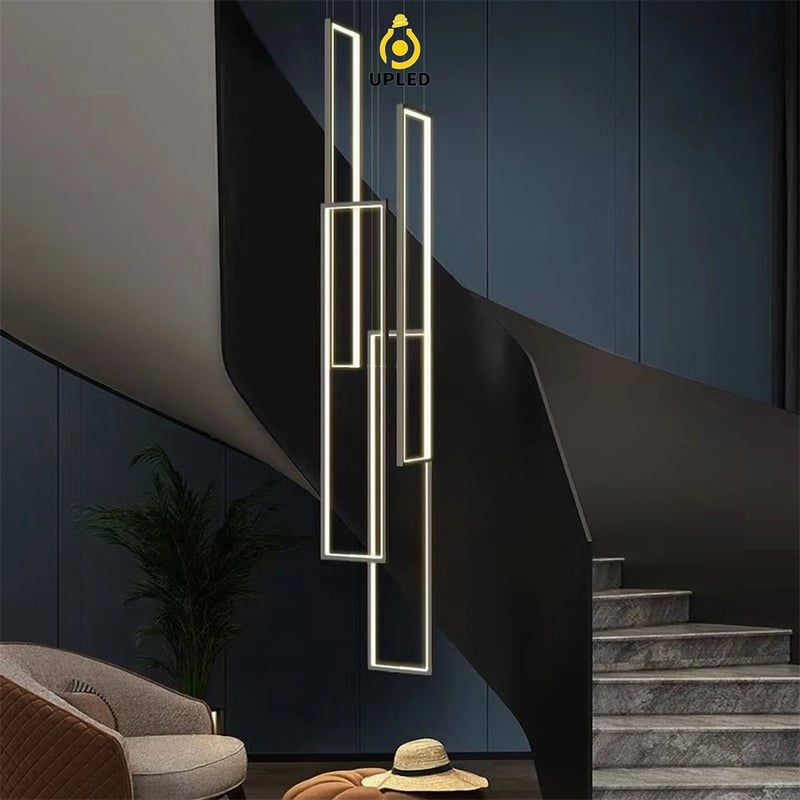 Đèn thả LED khung chữ nhật tối giản bằng nhôm, màu đen hoặc vàng