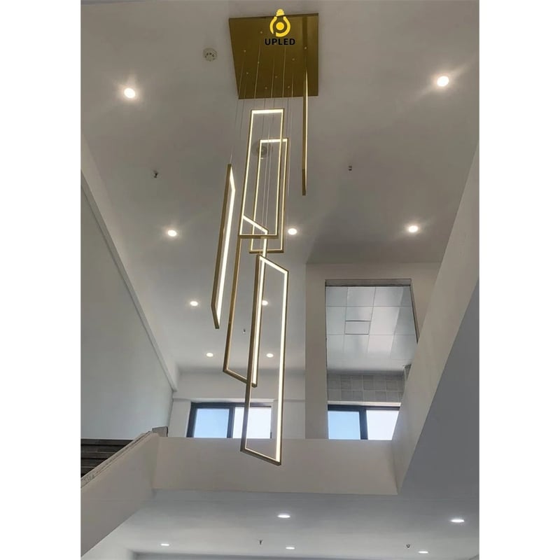 Đèn thả LED khung chữ nhật tối giản bằng nhôm, màu đen hoặc vàng